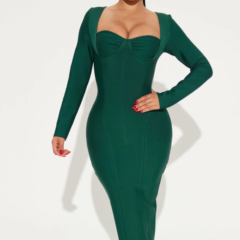 Hunter Green Bandage Midi Dress
